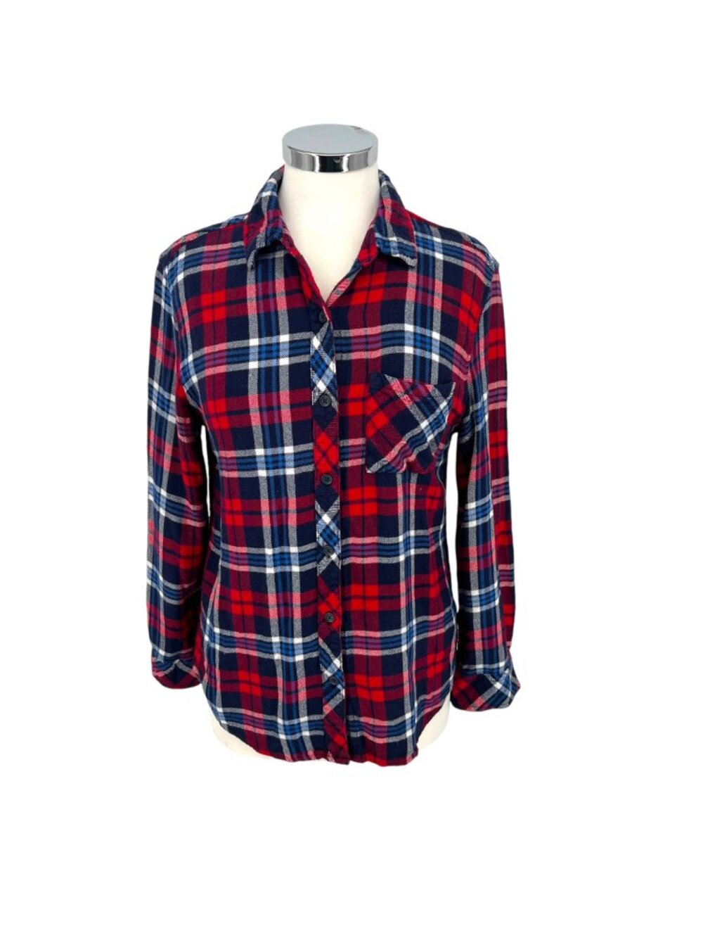 Beachlunchlounge Plaid Casual Shirt Red Blue Size Large Grunge Gorpcore